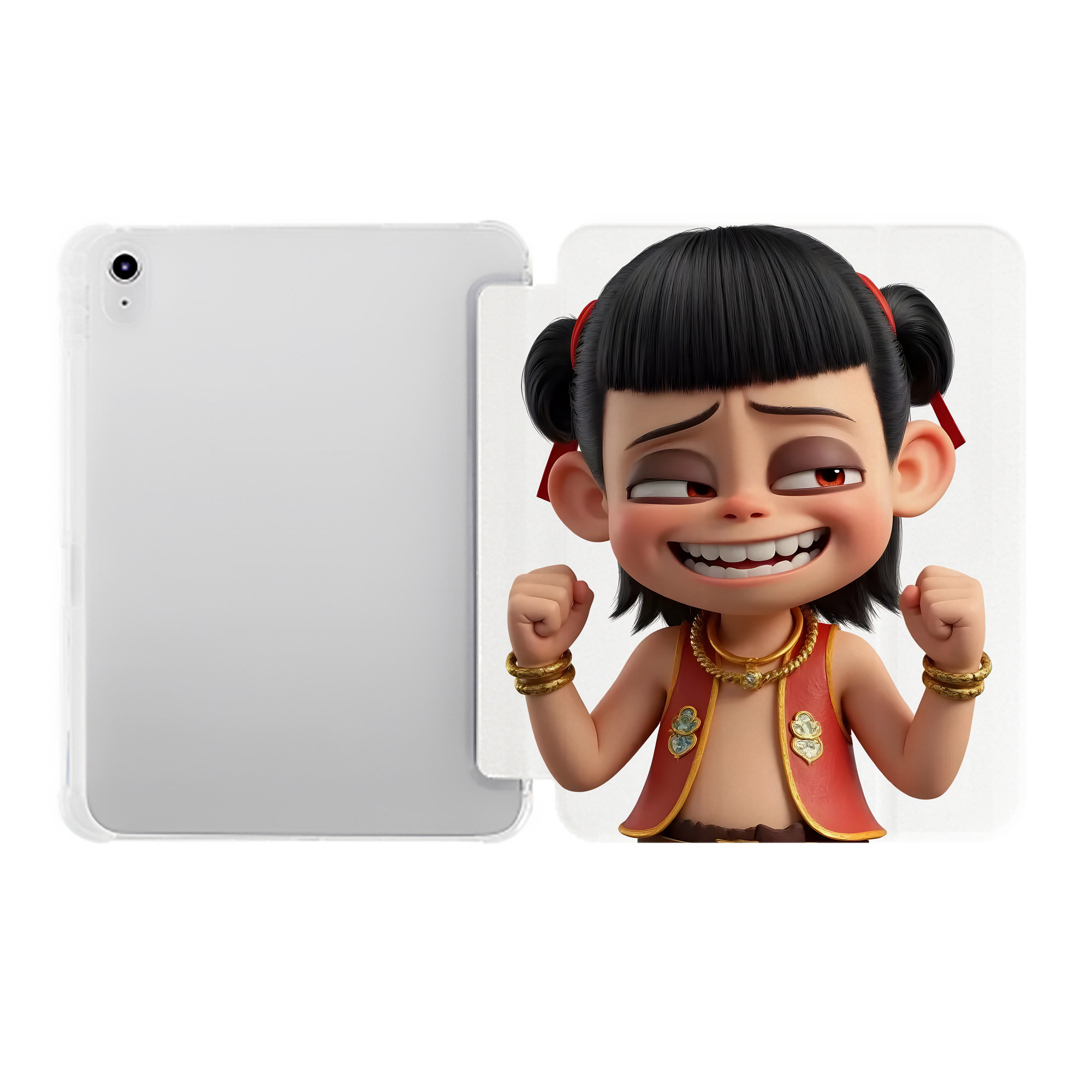 （画像用） Ne Zha 2 ナタ 魔童の大暴れ IPad ケース ペン収納付き 三つ折りスタンド PUレザー×シリコン 対応機種9.5/10.5/10.9インチ
